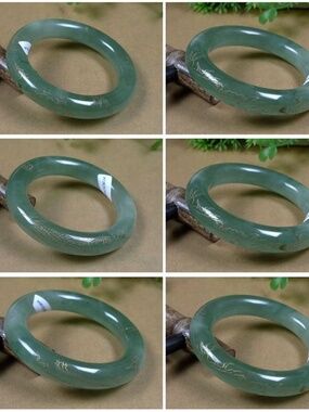 Certified Bas-relief outline in gold Dragon and Phoenix Emerald Bracelets 60 mm